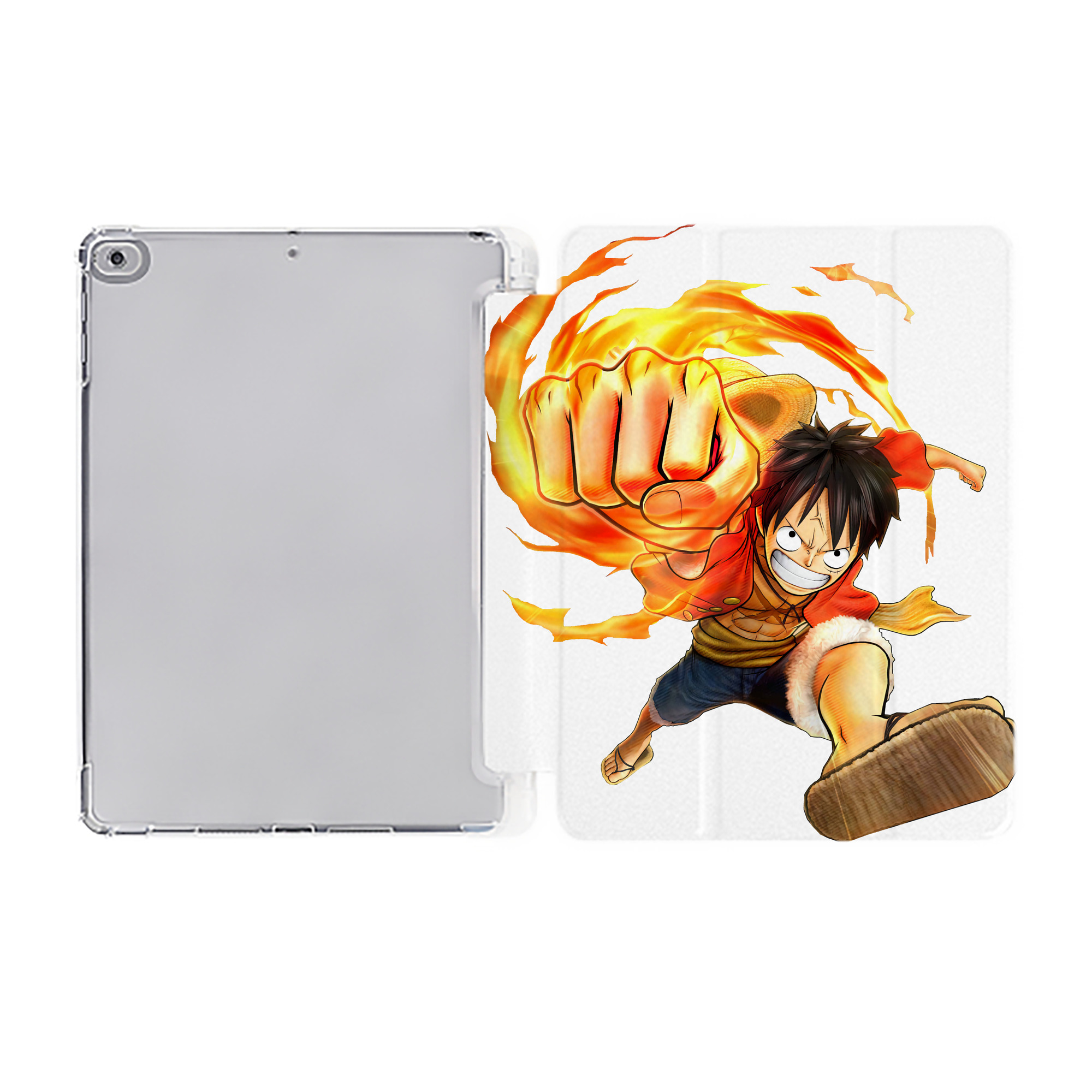 （画像用） ワンピース モンキー・D・ルフィ ONE PIECE Monkey D. Luffy IPad ケース ペン収納付き 三つ折りスタンド PUレザー×シリコン 対応機種9.5/10.5/10.9インチ